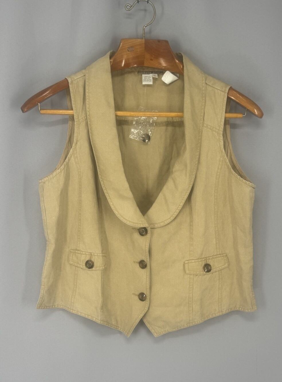 Anthropologie Isabella Bird Vest Womens Linen Silk Shawl Collar Academia Boho